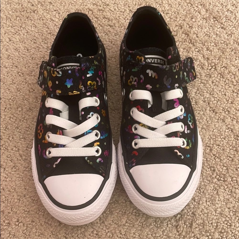 Converse Kids' Black Floral Sneakers